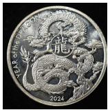 YEAR OF THE DRAGON 1 OZ .999 SILVER ROUND