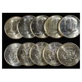 (10) KENNEDY HALF DOLLARS 90% SILVER