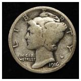 1916-D MERCURY DIME FINE