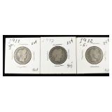 1897, 1911-S & 12-S BARBER QUARTERS