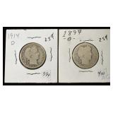 1897-O & 1914-D BARBER QUARTERS
