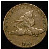 1858 FLYING EAGLE CENT XF+