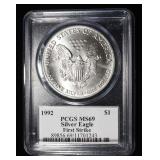 1992 AMERICAN SILVER EAGLE PCGS MS69