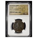 AD 975-1035 BYZANTINE EMPIRE AE FOLLIS NGC