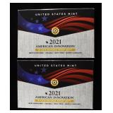 (2) 2021 INNOVATION $1 REVERSE PROOF SET
