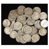 (50) 90% SILVER MERCURY DIMES