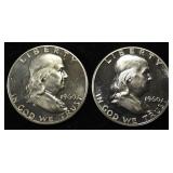 (2) 1960 90% SILVER FRANKLIN HALF DOLLARS PROOF BU