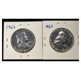 1962 & 1963 FRANKLIN HALF DOLLARS