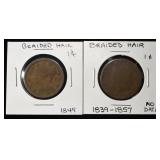 1849 & NO DATE BRAIDED HAIR LARGE CENTS