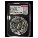 2025 2 OZ SILVER CAMEROON MERMAIDS GREEN NGC MS-70