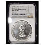 2022 1 OZ SILVER MEDAL JAMES POLK NGC UNC DETAILS