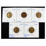 (5) 1910 WHEAT CENTS CH BU