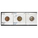 (3) 1912 WHEAT CENTS BU