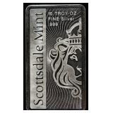 SCOTTSDALE MINT 10 OZ .999 SILVER BAR