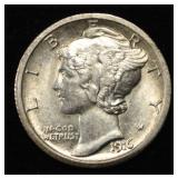 1916-S MERCURY DIME GEM BU FB