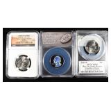 (3) GRADED WASHINGTON COINS