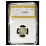 1921-D MERCURY DIME PGA FINE