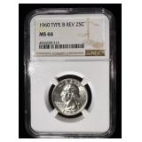1960 TYPE B REV WASHINGTON 25C NGC MS66