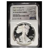 2021-W T-2 PROOF SILVER EAGLE NGC PF70 ULTRA CAMEO