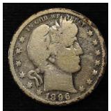 1896-O BARBER QUARTER VG