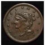 1851 BRAIDED HAIR HALF CENT NICE ORIG UNC