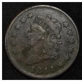 1811 LARGE CENT VF/XF SOME CORROSION