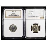 1942-S & 1944-P WAR NICKELS NGC MS66