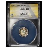 1940-D MERCURY DIME ANACS MS66