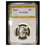 1948-S WAHSINGTON QUARTER PGA SUPERB GEM BU