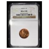 1955-S WHEAT CENT NGC MS67 RD