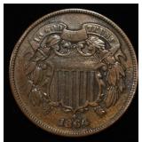 1864 TWO-CENT PIECE AU/BU