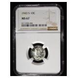 1943-S MERCURY DIME NGC MS67