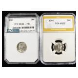 (2) GRADED MERCUY DIMES