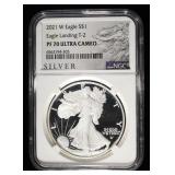 2021-W T-2 PROOF SILVER EAGLE NGC PF70 ULTRA CAMEO