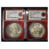 (2) 1968 25 PESOS MEXICO 72% SILVER NGC MS66
