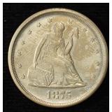 1875-S 20-CENT PIECE NICE BU OLD CLEANING