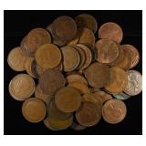 (50) GREAT BRITAIN ONE PENNY COINS