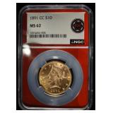 1891-CC $10 GOLD LIBERTY NGC MS-62