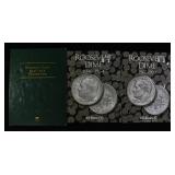 (3) ROOSEVELT DIME H.E HARRIS & LITTLETON ALBUMS