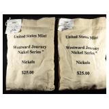 2006-D&P MONTICELLO NICKELS $25 SEALED CANVAS BAGS