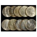(10) 90% SILVER KENNEDY HALF DOLLARS
