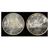 (2) 80% SILVER $1 CANADIAN COINS