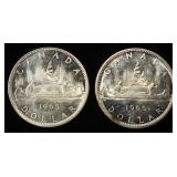 (2) 80% SILVER $1 CANADIAN COINS