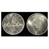 (2) 80% SILVER $1 CANADIAN COINS