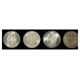 (4) 80% SILVER CANADIAN 50C COINS