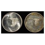 (2) 80% SILVER $1 CANADIAN COINS