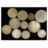 MIXED FOREIGN 25-75% SILVER COIN LOT ASW 1.05