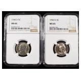 1944-D & 1950-D JEFFERSON NICKELS NGC MS65-66