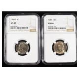 1946-S & 1951-S JEFFERSON NICKELS NGC MS66