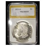 1921-D MORGAN DOLLAR PGA CH/GEM BU